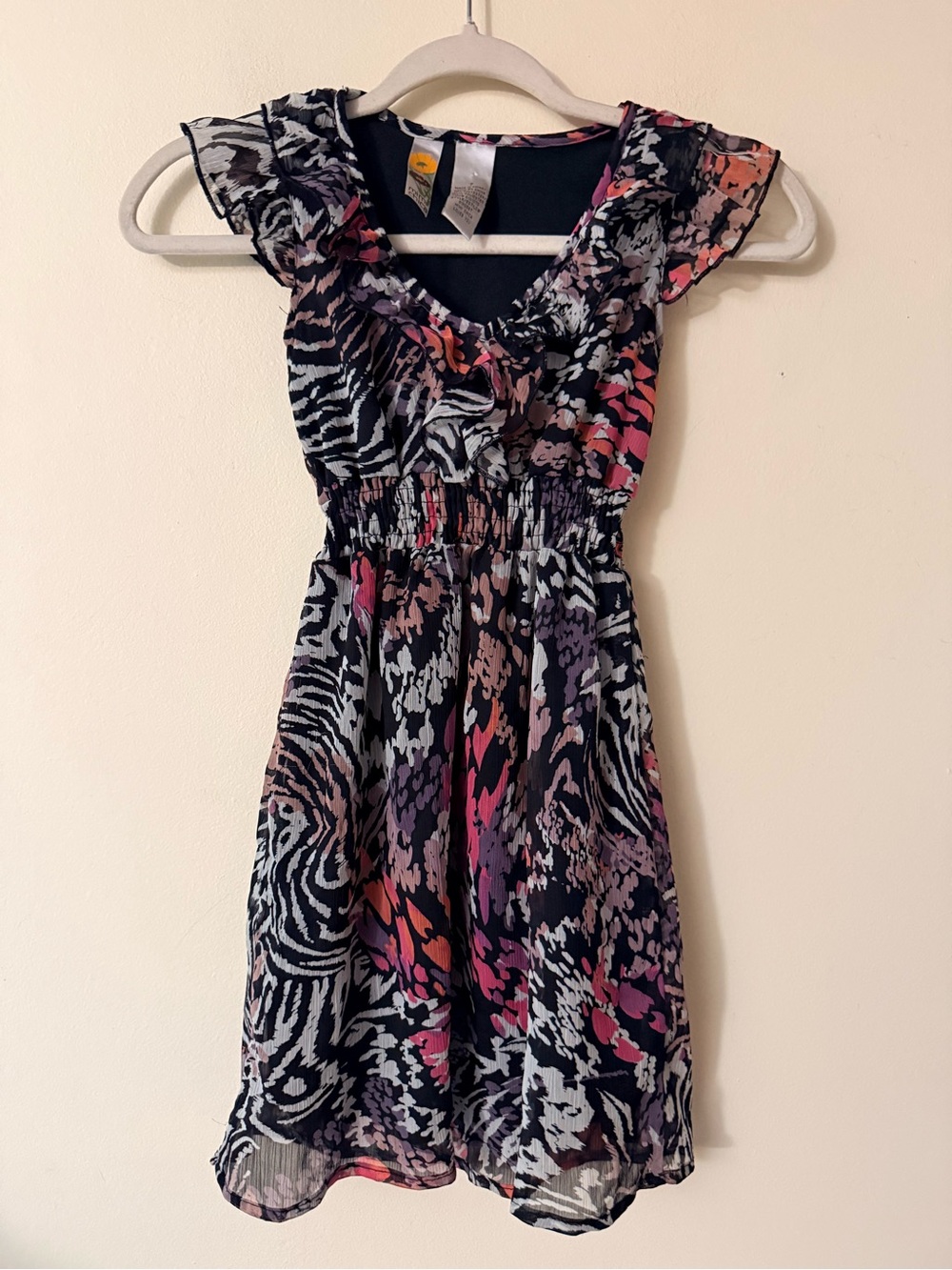 Mimi Chica Girl’s Dress with Pink, Purple & White Abstract Print, size 7